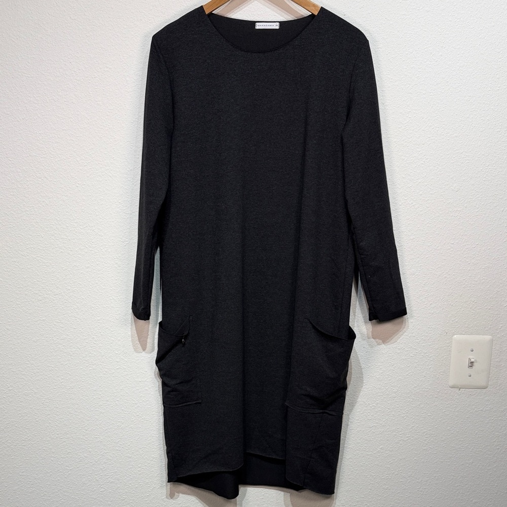 Makadamia charcoal Long Sleeve Shift Dress size 44 Large